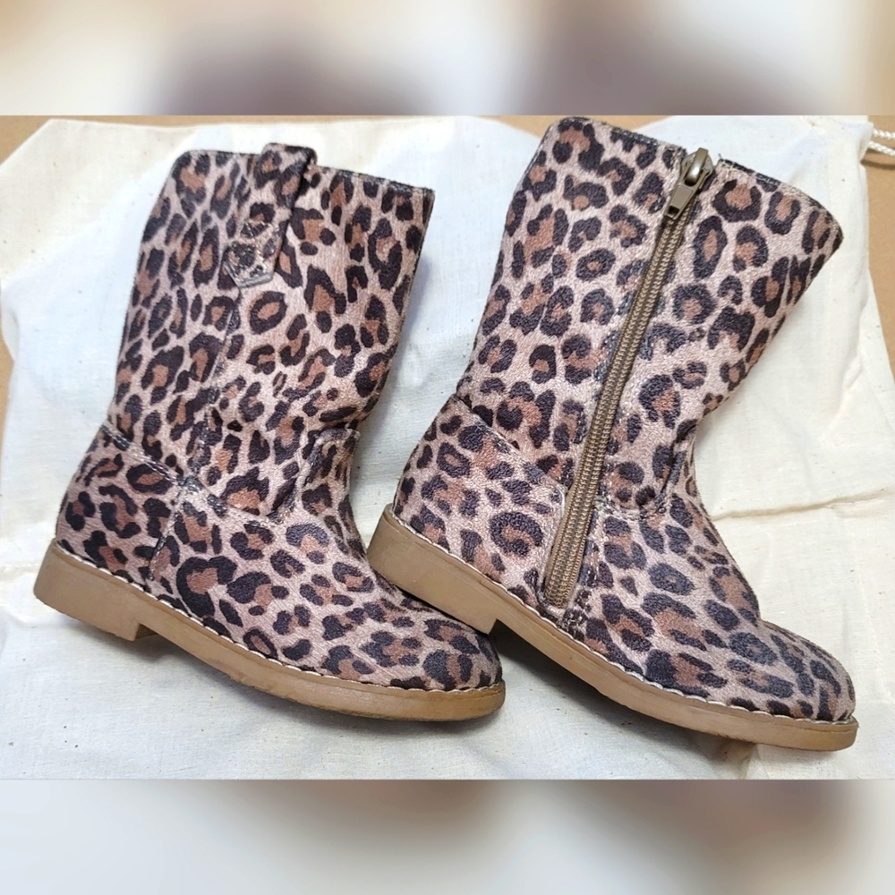 Used Nordstrom brand, Tucket + Tate, animal print girl's boots.